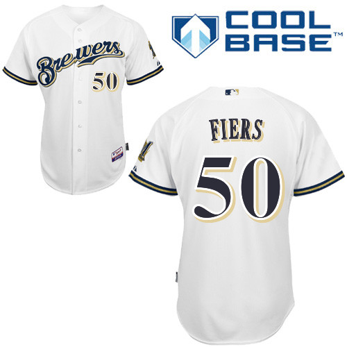 Milwaukee Brewers #50Mike Fiers Authentic Personalized Home White Jersey Milwaukee Brewers #50Mike Fiers Authentic Personalized Home White Jersey