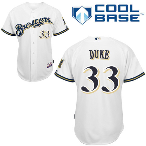 Milwaukee Brewers #33 Zach Duke Authentic Personalized Home White Jersey Milwaukee Brewers #33 Zach Duke Authentic Personalized Home White Jersey