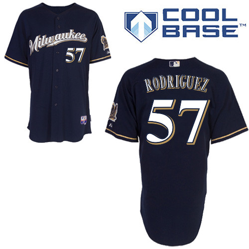 Milwaukee #57Francisco Rodriguez Brewers Authentic Personalized Alternate Road Blue Jersey Milwaukee #57Francisco Rodriguez Brewers Authentic Personalized Alternate Road Blue Jersey
