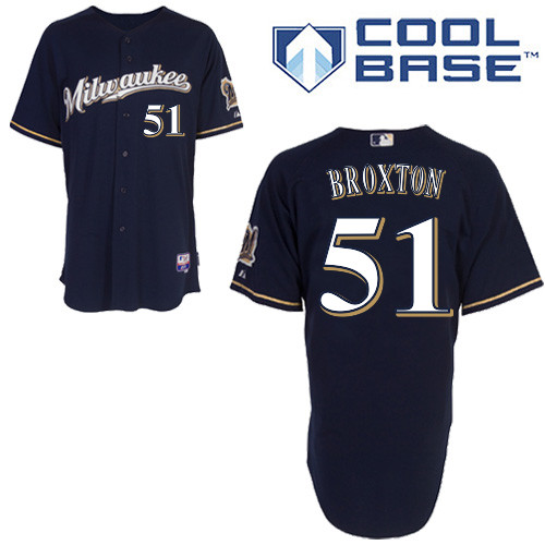 Milwaukee #51 Jonathan Broxton Brewers Authentic Personalized Alternate Road Blue Jersey Milwaukee #51 Jonathan Broxton Brewers Authentic Personalized Alternate Road Blue Jersey