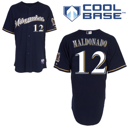 Milwaukee #12Martin Maldonado Brewers Authentic Personalized Alternate Road Blue Jersey Milwaukee #12Martin Maldonado Brewers Authentic Personalized Alternate Road Blue Jersey