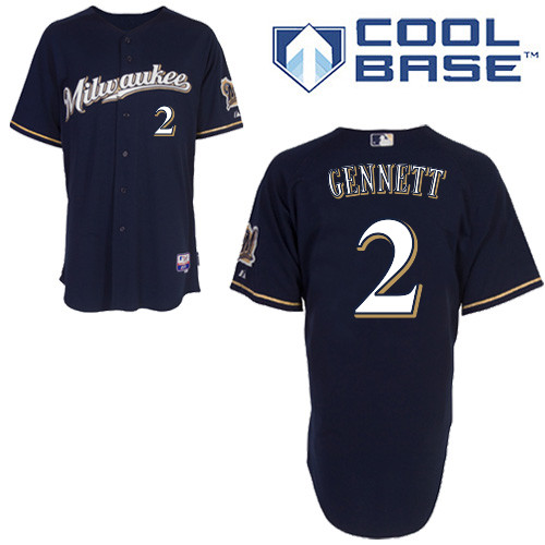 Milwaukee #2Scooter Gennett Brewers Authentic Personalized Alternate Road Blue Jersey Milwaukee #2Scooter Gennett Brewers Authentic Personalized Alternate Road Blue Jersey