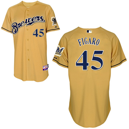 Milwaukee Brewers #45Alfredo Figaro Authentic Personalized Alternate yellow Jersey Milwaukee Brewers #45Alfredo Figaro Authentic Personalized Alternate yellow Jersey
