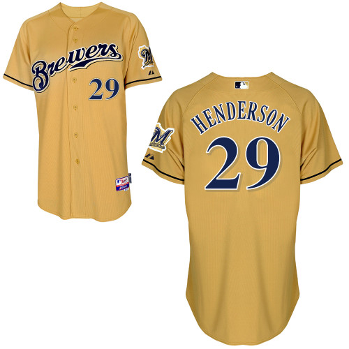 Milwaukee Brewers #29Jim Henderson Authentic Personalized Alternate yellow Jersey Milwaukee Brewers #29Jim Henderson Authentic Personalized Alternate yellow Jersey
