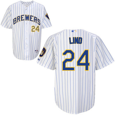 Milwaukee Brewers #24Adam Lind Authentic Personalized Alternate Home White Jersey Milwaukee Brewers #24Adam Lind Authentic Personalized Alternate Home White Jersey
