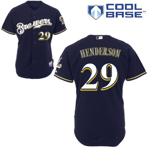 Milwaukee Brewers #29 Jim Henderson Authentic Personalized Alternate Blue Jersey Milwaukee Brewers #29 Jim Henderson Authentic Personalized Alternate Blue Jersey