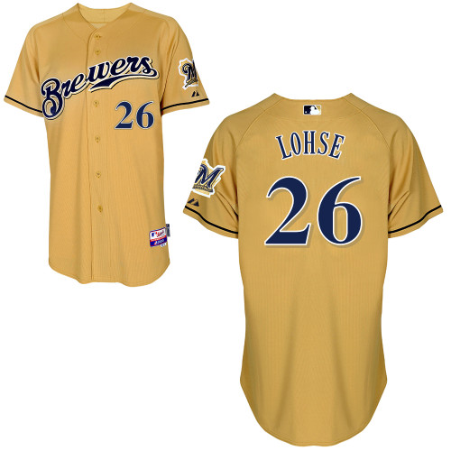 Milwaukee Brewers #26Kyle lohse Authentic Personalized Alternate yellow Jersey Milwaukee Brewers #26Kyle lohse Authentic Personalized Alternate yellow Jersey
