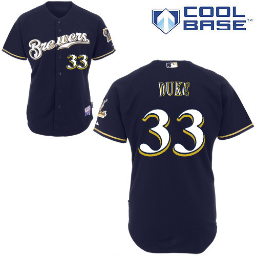 Milwaukee Brewers #33 Zach Duke Authentic Personalized Alternate Blue Jersey Milwaukee Brewers #33 Zach Duke Authentic Personalized Alternate Blue Jersey