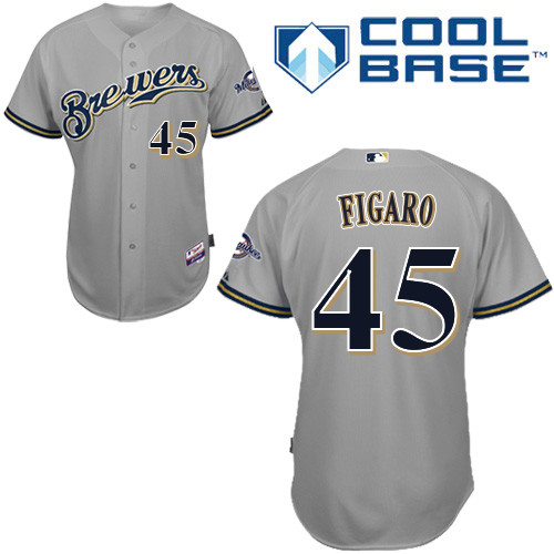 Milwaukee Brewers #45Alfredo Figaro Authentic Personalized Road Gray Jersey Milwaukee Brewers #45Alfredo Figaro Authentic Personalized Road Gray Jersey