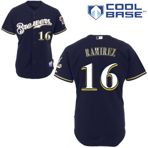 Milwaukee Brewers #16Aramis Ramirez Authentic Personalized Alternate Blue Jersey Milwaukee Brewers #16Aramis Ramirez Authentic Personalized Alternate Blue Jersey