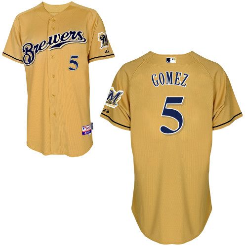 Milwaukee Brewers #5Hector Gomez Authentic Personalized Alternate yellow Jersey Milwaukee Brewers #5Hector Gomez Authentic Personalized Alternate yellow Jersey