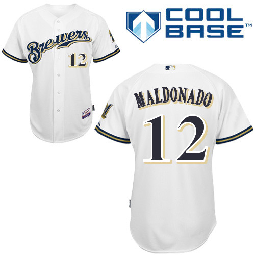 Milwaukee Brewers #12Martin Maldonado Authentic Personalized Home White Jersey Milwaukee Brewers #12Martin Maldonado Authentic Personalized Home White Jersey