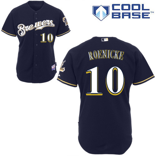 Milwaukee Brewers #10Ron Roenicke Authentic Personalized Alternate Blue Jersey Milwaukee Brewers #10Ron Roenicke Authentic Personalized Alternate Blue Jersey