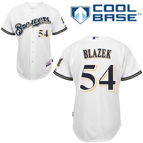 Milwaukee Brewers #54Michael Blazek Authentic Personalized Home White Jersey Milwaukee Brewers #54Michael Blazek Authentic Personalized Home White Jersey