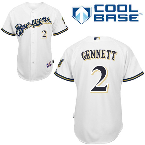 Milwaukee Brewers #2Scooter Gennett Authentic Personalized Home White Jersey Milwaukee Brewers #2Scooter Gennett Authentic Personalized Home White Jersey