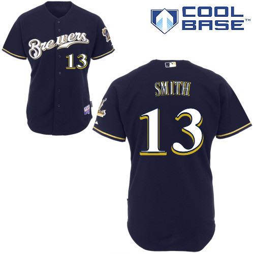Milwaukee Brewers #13Will Smith Authentic Personalized Alternate Blue Jersey Milwaukee Brewers #13Will Smith Authentic Personalized Alternate Blue Jersey