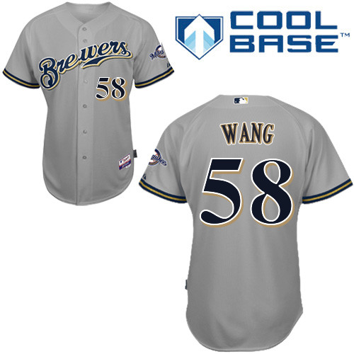 Milwaukee Brewers #58Wei-Chung Wang Authentic Personalized Road Gray Jersey Milwaukee Brewers #58Wei-Chung Wang Authentic Personalized Road Gray Jersey