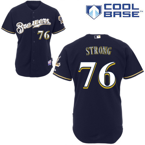Milwaukee Brewers #76 Strong Authentic Personalized Alternate Blue Jersey Milwaukee Brewers #76 Strong Authentic Personalized Alternate Blue Jersey