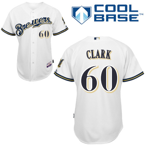 Milwaukee Brewers #60Matt CLARK Authentic Personalized Home White Jersey Milwaukee Brewers #60Matt CLARK Authentic Personalized Home White Jersey