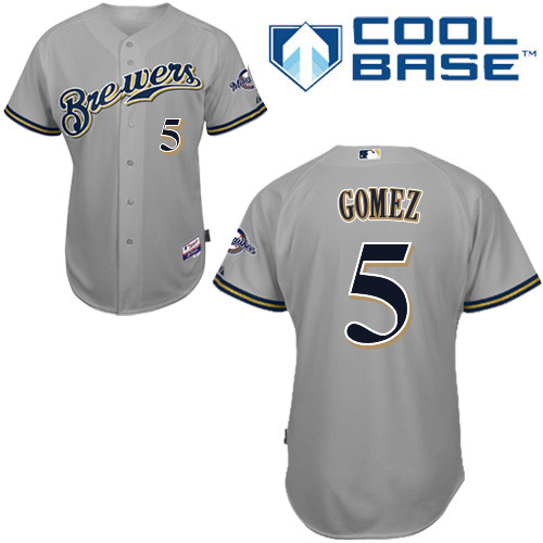 Milwaukee Brewers #5Hector Gomez Authentic Personalized Road Gray Jersey Milwaukee Brewers #5Hector Gomez Authentic Personalized Road Gray Jersey