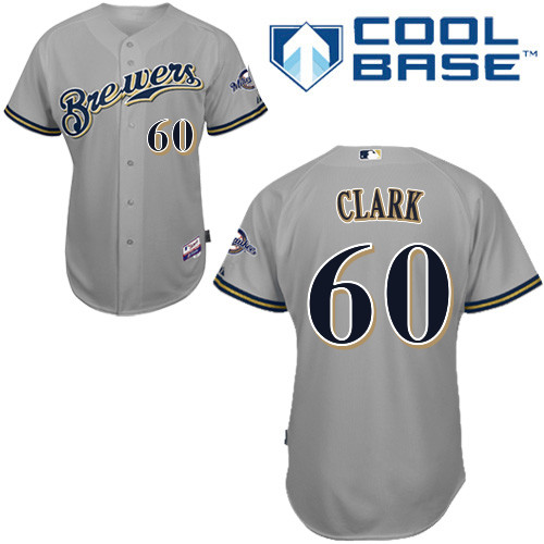 Milwaukee Brewers #60Matt CLARK Authentic Personalized Road Gray Jersey Milwaukee Brewers #60Matt CLARK Authentic Personalized Road Gray Jersey