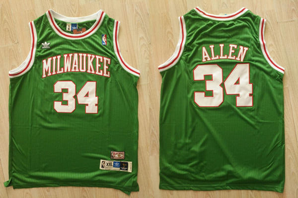 Milwaukee Bucks #34 Ray Allen Green Throwback Stitched NBA Jersey Milwaukee Bucks #34 Ray Allen Green Throwback Stitched NBA Jersey