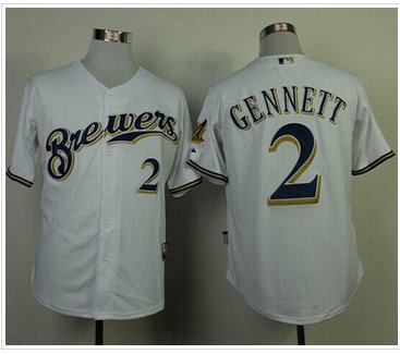 Milwaukee Brewers #2 Scooter Gennett White Cool Base Baseball Jersey Milwaukee Brewers #2 Scooter Gennett White Cool Base Baseball Jersey
