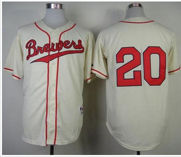 Milwaukee Brewers #20 Jonathan Lucroy Cream 1948 Turn Back The Clock Stitched Baseball Jersey Milwaukee Brewers #20 Jonathan Lucroy Cream 1948 Turn Back The Clock Stitched Baseball Jersey