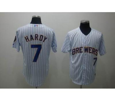 mlb milwaukee brewers #7 hardy white(blue strip) mlb milwaukee brewers #7 hardy white(blue strip)