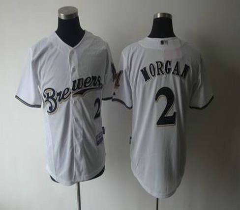 Milwaukee Brewers 2 MORGAN all white cool base jerseys Milwaukee Brewers 2 MORGAN all white cool base jerseys