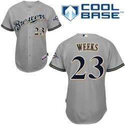 mlb Milwaukee Brewers 23# Rickie Weeks grey Cool Base Jersey