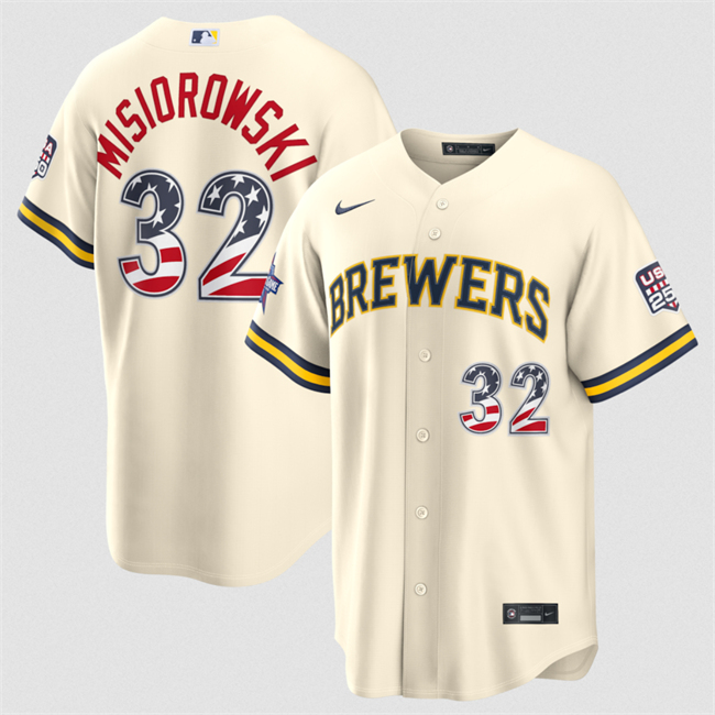 Men's Milwaukee Brewers #32 Jacob Misiorowski Cream 2026 All-Star Edition Stars & Stripes Stadium Pick-A-Player Stitched Baseball Jersey Men's Milwaukee Brewers #32 Jacob Misiorowski Cream 2026 All-Star Edition Stars & Stripes Stadium Pick-A-Player Stitched Baseball Jersey