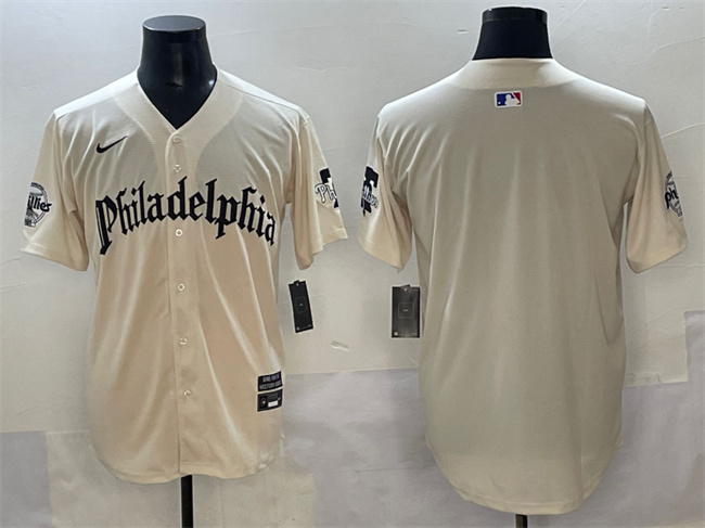 Men's Philadelphia Phillies Blank Cream Gothic Vapor Limited Stitched Jersey Men's Philadelphia Phillies Blank Cream Gothic Vapor Limited Stitched Jersey