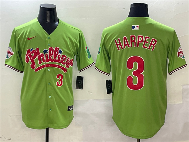 Men's Philadelphia Phillies #3 Bryce Harper Light Green Phanatic Limited Stitched Jersey Men's Philadelphia Phillies #3 Bryce Harper Light Green Phanatic Limited Stitched Jersey
