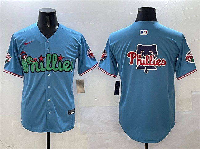 Men's Philadelphia Phillies Team Big Logo Light Blue Phanatic Limited Stitched Jersey Men's Philadelphia Phillies Team Big Logo Light Blue Phanatic Limited Stitched Jersey