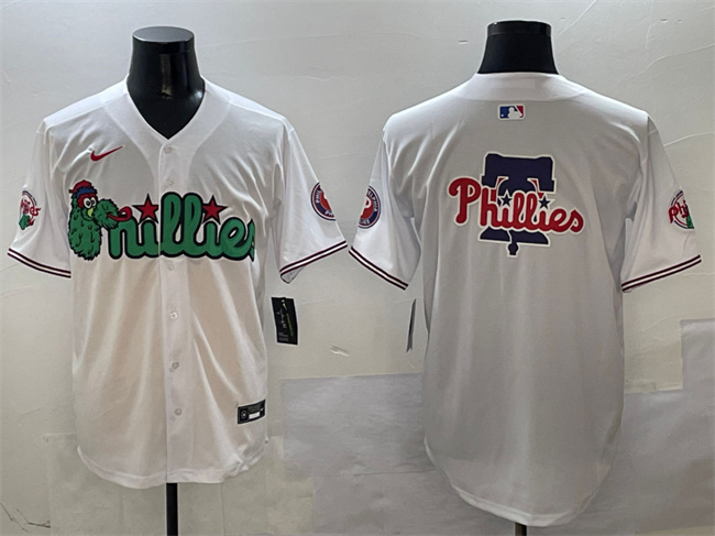 Men's Philadelphia Phillies Team Big Logo White Phanatic Limited Stitched Jersey 1 Men's Philadelphia Phillies Team Big Logo White Phanatic Limited Stitched Jersey 1