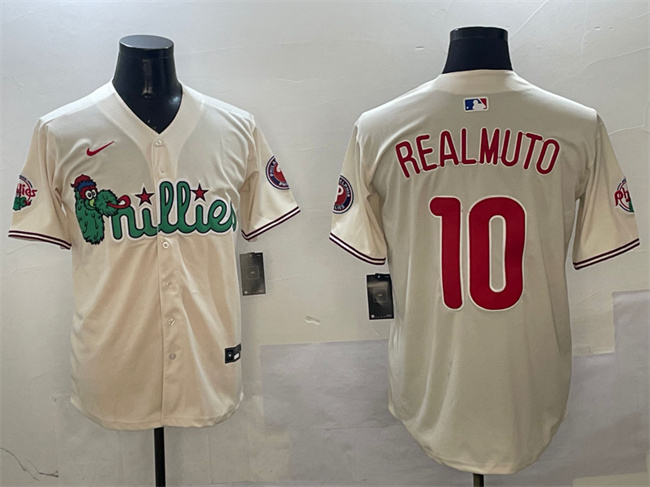 Men's Philadelphia Phillies #10 J.T. Realmuto Cream Phanatic Limited Stitched Jersey Men's Philadelphia Phillies #10 J.T. Realmuto Cream Phanatic Limited Stitched Jersey