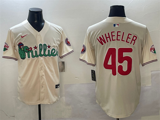 Men's Philadelphia Phillies #45 Zack Wheeler Cream Phanatic Limited Stitched Jersey Men's Philadelphia Phillies #45 Zack Wheeler Cream Phanatic Limited Stitched Jersey