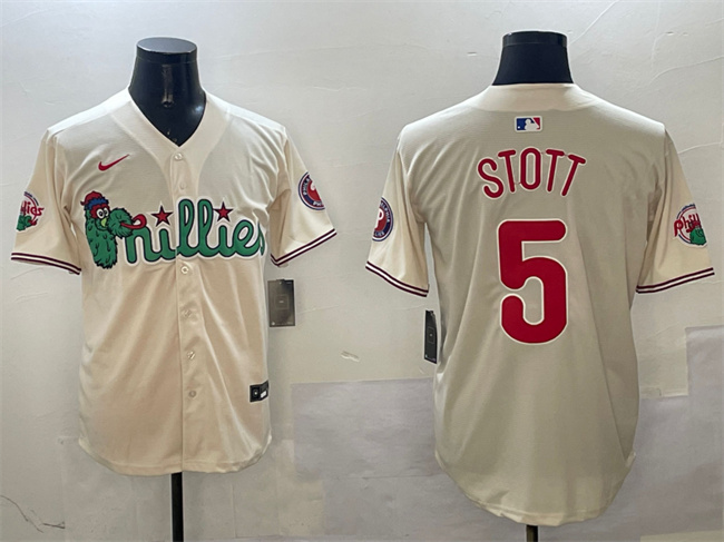 Men's Philadelphia Phillies #5 Bryson Stott Cream Phanatic Limited Stitched Jersey Men's Philadelphia Phillies #5 Bryson Stott Cream Phanatic Limited Stitched Jersey