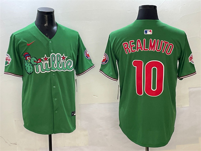 Men's Philadelphia Phillies #10 J.T. Realmuto Green Phanatic Limited Stitched Jersey Men's Philadelphia Phillies #10 J.T. Realmuto Green Phanatic Limited Stitched Jersey