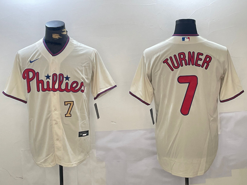 Men's Philadelphia Phillies #7 Trea Turner gream Cool Base Stitched Jersey 1 Men's Philadelphia Phillies #7 Trea Turner gream Cool Base Stitched Jersey 1