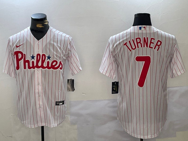 Men's Philadelphia Phillies #7 Trea Turner White Cool Base Stitched Jersey Men's Philadelphia Phillies #7 Trea Turner White Cool Base Stitched Jersey
