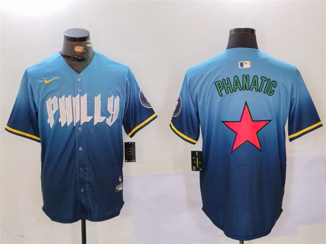 Men's Philadelphia Phillies Phanatic Blue City Connect Limited Stitched Jersey Men's Philadelphia Phillies Phanatic Blue City Connect Limited Stitched Jersey