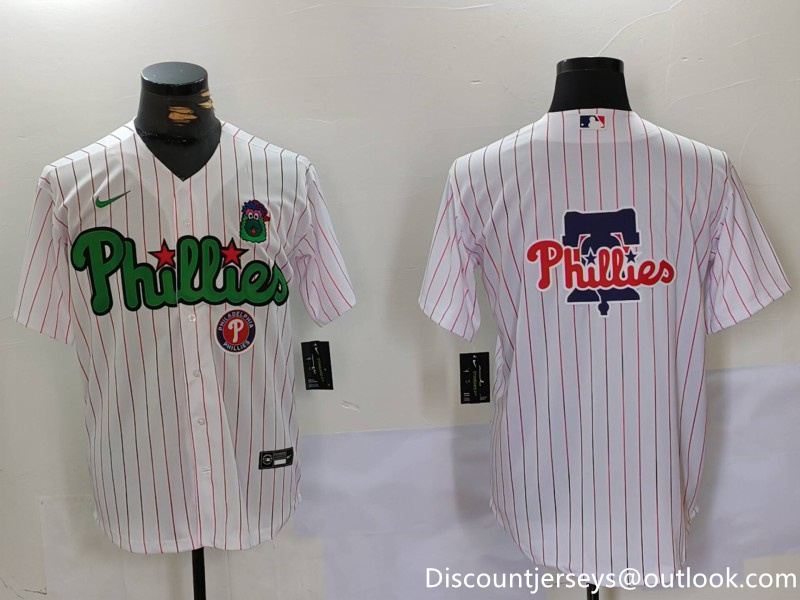 Men's Philadelphia Phillies Big Logo White Stitched Jersey 1 Men's Philadelphia Phillies Big Logo White Stitched Jersey 1
