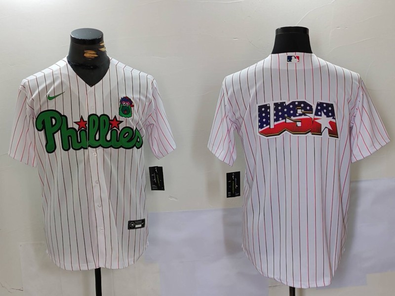 Men's Philadelphia Phillies Big Logo White Stitched Jersey Men's Philadelphia Phillies Big Logo White Stitched Jersey