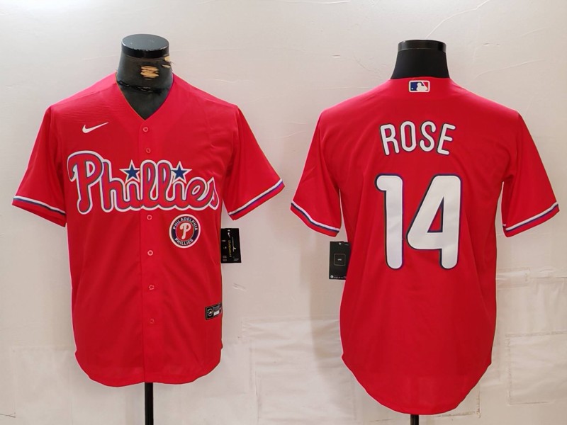 Men's Philadelphia Phillies #14 Pete Rose Red Cool Base Stitched Jersey 1 Men's Philadelphia Phillies #14 Pete Rose Red Cool Base Stitched Jersey 1