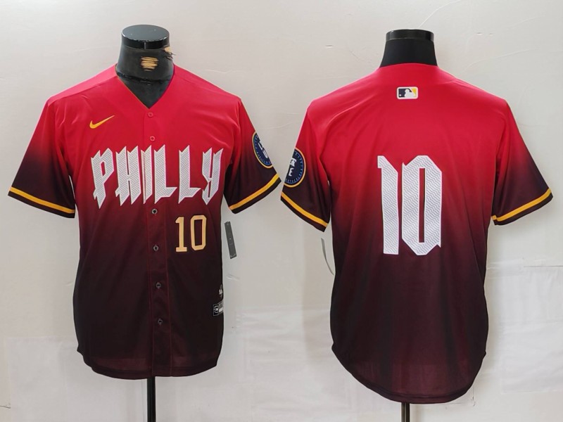 Men's Philadelphia Phillies #10 J.T. Realmuto Red 2024 City Connect Limited Stitched Jersey 3 Men's Philadelphia Phillies #10 J.T. Realmuto Red 2024 City Connect Limited Stitched Jersey 3
