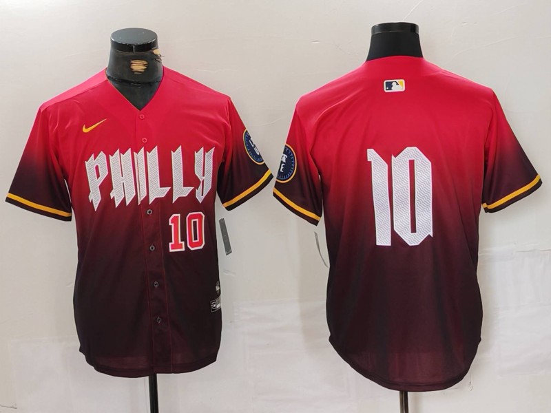 Men's Philadelphia Phillies #10 J.T. Realmuto Red 2024 City Connect Limited Stitched Jersey 1