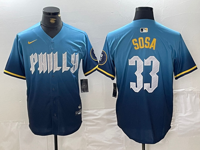Men's Philadelphia Phillies #33 Edmundo Sosa Blue 2024 City Connect Limited Stitched Jersey 2 Men's Philadelphia Phillies #33 Edmundo Sosa Blue 2024 City Connect Limited Stitched Jersey 2
