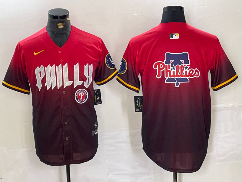 Men's Philadelphia Phillies Red Team Big Logo 2024 City Connect Limited Stitched Baseball Jersey 6 Men's Philadelphia Phillies Red Team Big Logo 2024 City Connect Limited Stitched Baseball Jersey 6